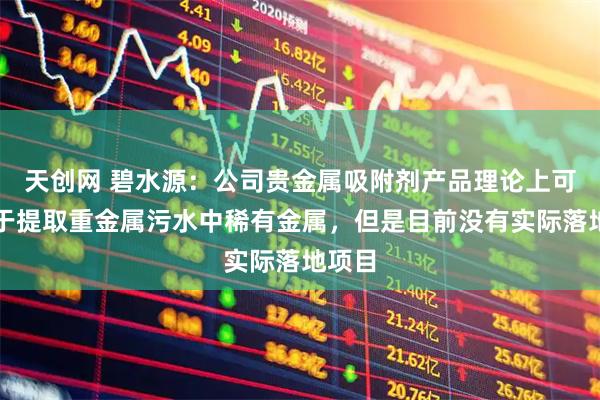 天创网 碧水源：公司贵金属吸附剂产品理论上可以用于提取重金属污水中稀有金属，但是目前没有实际落地项目