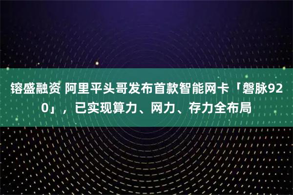 镕盛融资 阿里平头哥发布首款智能网卡「磐脉920」，已实现算力、网力、存力全布局