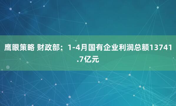 鹰眼策略 财政部：1-4月国有企业利润总额13741.7亿元